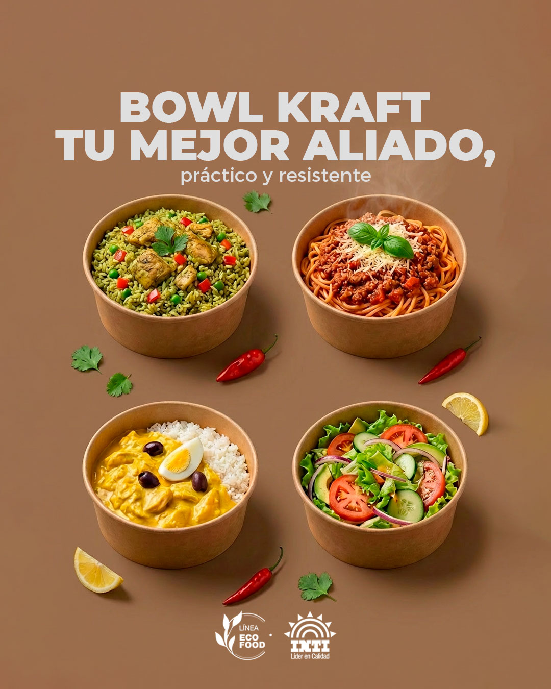Bowl kraft práctico y resistente.